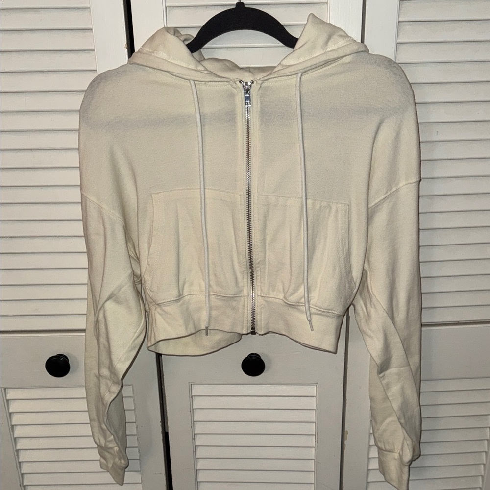 Forever 21 Off-White Zip-Up Hoodie